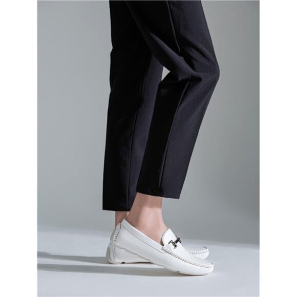 Men's White Slip On Loafers - Picture 4 of 7
